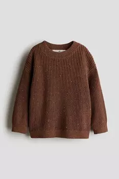 Свитер из хлопка в рубчик H&M, коричневый