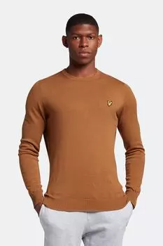 Свитер из хлопкового мериноса с круглым вырезом Lyle & Scott, желтый