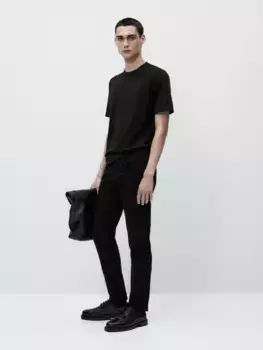 Свитер из хлопкового трикотажа с коротким рукавом Massimo Dutti, черный