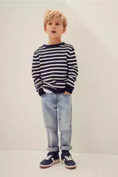 Свитер из хлопкового жаккарда H&M, синий