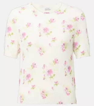 Свитер из хлопковой смеси с цветочным принтом Loewe, White/Pink