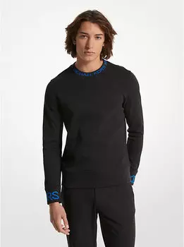 Свитер из хлопковой смеси с логотипом Michael Kors Mens, черный
