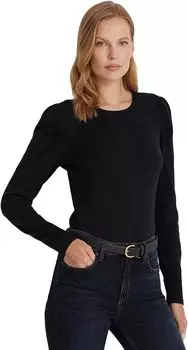 Свитер из хлопковой смеси с пышными рукавами LAUREN Ralph Lauren, черный