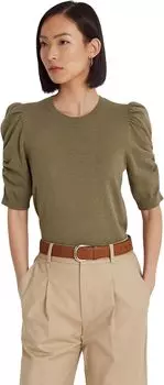 Свитер из хлопковой смеси с пышными рукавами LAUREN Ralph Lauren, цвет Olive Fern