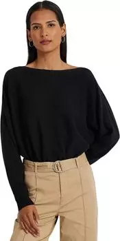 Свитер из хлопковой смеси с рукавами «летучая мышь» LAUREN Ralph Lauren, черный