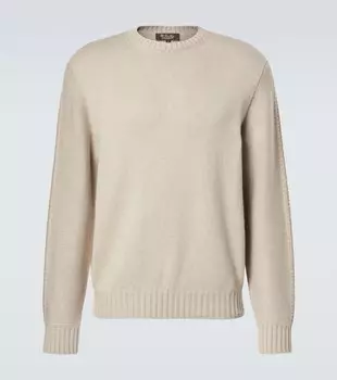 Свитер из кашемира Cervatto Loro Piana, Ivory Lace Mel-Nutme