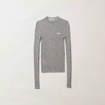 Свитер из кашемира и шелка Miu Miu, серый