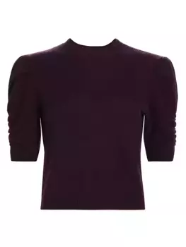 Свитер из кашемира и шерсти со сборками на рукавах Frame, цвет plum