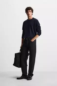 Свитер из кашемира и шерсти ZARA, темно-синий