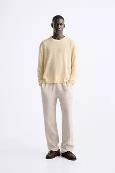 Свитер из льна ZARA, желтый
