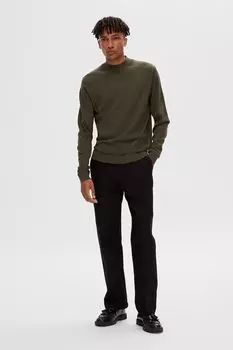 Свитер из мериноса с овальным вырезом Selected Homme, зеленый