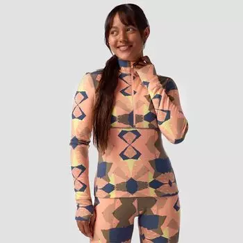 Свитер из мериносовой шерсти Cedars RWS с застежкой на 1/4 молнии, средний вес, базовый слой Backcountry, цвет peach sky geo collage print