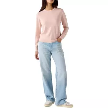 Свитер из мериносовой шерсти с круглым вырезом UNIQLO, пастельно-розовый