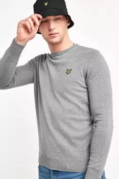 Свитер из мериносовой шерсти с круглым вырезом Lyle & Scott, серый