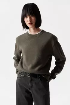 Свитер из мериносовой шерсти с подплечниками & Other Stories, хаки