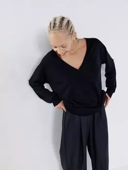 Свитер из мериносовой шерсти с v-образным вырезом Raey, синий