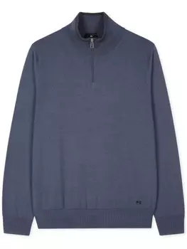 Свитер из мериносовой шерсти с застежкой-молнией на половину длины от PS Paul Smith, синий