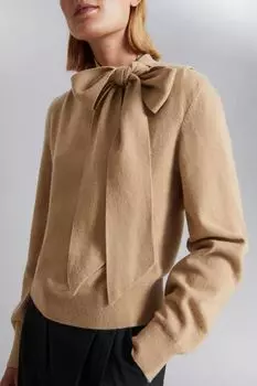 Свитер из мериносовой шерсти с завязками H&M, бежевый