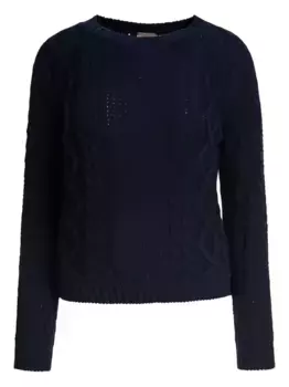 Свитер из мериносовой шерсти, связанный косами RAKKI, синий