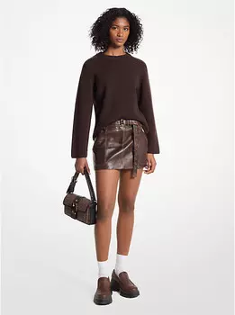 Свитер из мериносовой шерсти в рубчик Michael Kors, коричневый