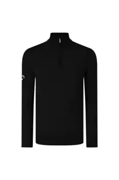 Свитер из мериносовой ткани с молнией в рубчик Callaway, черный