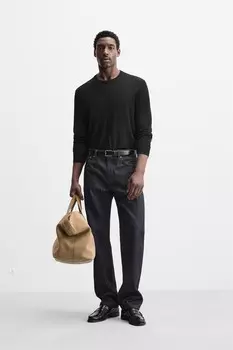 Свитер из мерсеризованной шерсти ZARA, черный