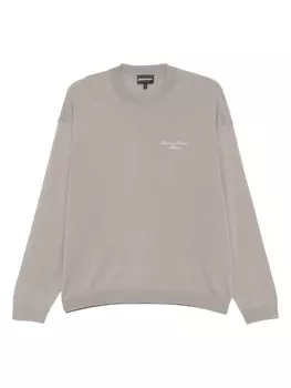 Свитер из натуральной шерсти Emporio Armani, серый