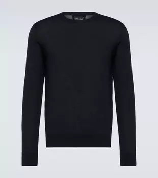 Свитер из натуральной шерсти Giorgio Armani, синий