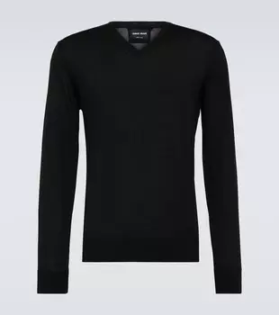 Свитер из натуральной шерсти Giorgio Armani, черный