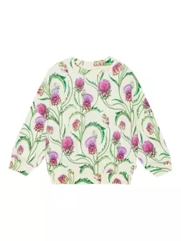 Свитер из органического хлопка с ботаническим принтом Molo, белый