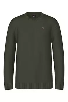 Свитер из органического хлопка с овальным вырезом Tommy Jeans, темно-зеленый