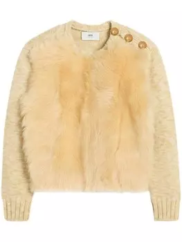 Свитер из овчины с круглым вырезом AMI Paris, нейтральный цвет