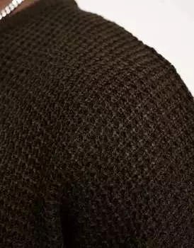 Свитер из плотного вафельного узора Threadbare Tall темного дуба