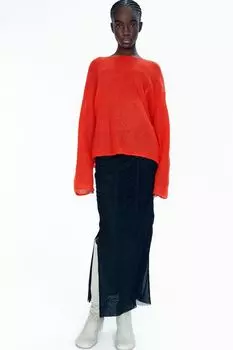 Свитер из прозрачной смеси мохера H&M, оранжевый