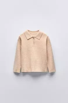 Свитер из пуантельной вязки ZARA, бежевый мергель