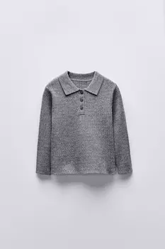 Свитер из пуантельной вязки ZARA, серый мергель