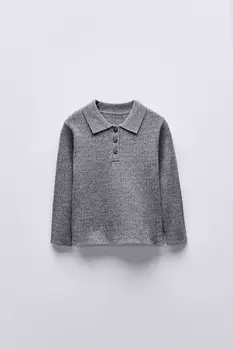 Свитер из пуантельной вязки ZARA, серый мергель