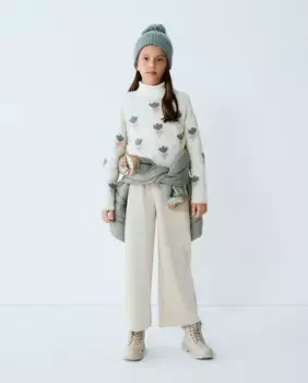 Свитер из рубленого жаккарда для девочки по всей длине Kids El Corte Ingls, коричневый