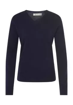 Свитер из шелка и кашемира, V-образный вырез, ребристые манжеты, женский Galeria, темно-синий