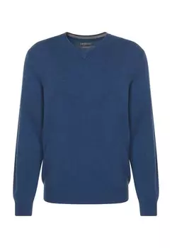 Свитер из шелка и кашемира, V-образный вырез, ребристые манжеты, мужской Galeria, цвет Ink Blue