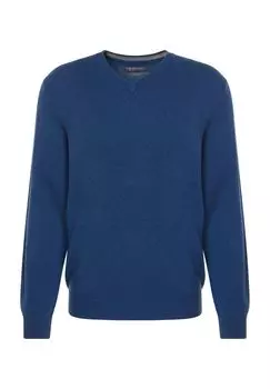 Свитер из шелкового кашемира, V-образный вырез, ребристые манжеты, мужской GALERIA, цвет 2 Ink Blue