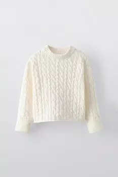 Свитер из шенили с косичной тряской ZARA, экрю