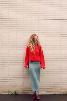 Свитер из шенили ZARA, красный
