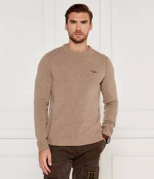 Свитер из шерсти Aeronautica Militare Regular Fit, бежевый