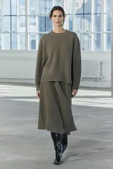 Свитер из шерсти большого размера ZARA, коричневый/серо-коричневый