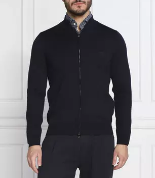 Свитер из шерсти BOSS BLACK balonso-l regular fit, темно-синий