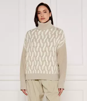 Свитер из шерсти BOSS BLACK Ferdolia Regular Fit, бежевый