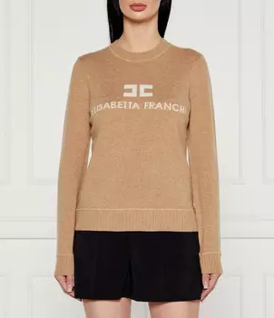 Свитер из шерсти Elisabetta Franchi Regular Fit, бежевый