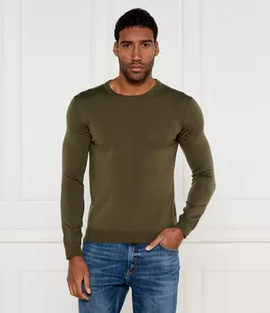 Свитер из шерсти HUGO San Cedric-M1 Regular Fit, зеленый