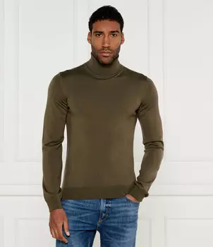 Свитер из шерсти HUGO San Thomas Slim Fit, зеленый